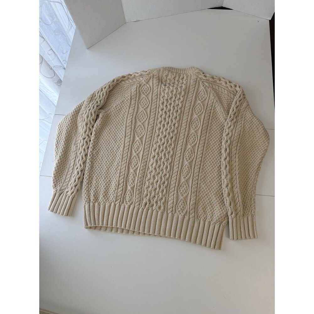 LL Bean Sweater Mens XL Cable Knit Signature Fisherman Sweater cotton 505183 Wea - Picture 8 of 12